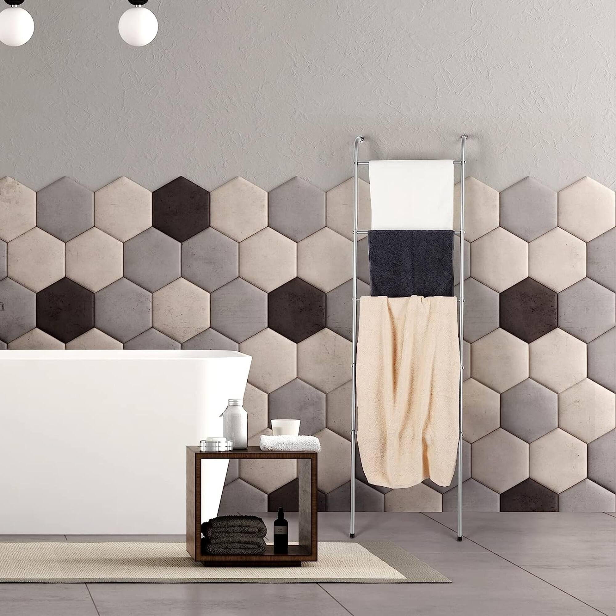 NEX™ 5ft. 5-Tier Silver Wall-Mounted Metal Towel Ladder